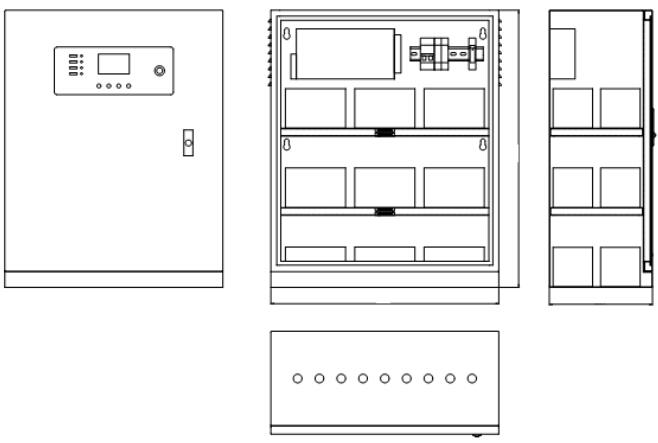 HW-DL-1KVA-N200消防應(yīng)急燈具專用應(yīng)急電源外形結(jié)構(gòu)示意圖
