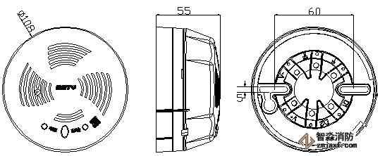 海灣GST-BT（R）001M點型可燃?xì)怏w探測器外形尺寸圖
