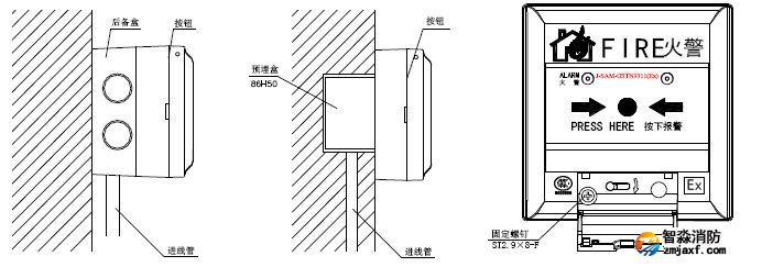 報(bào)警按鈕安裝示意圖